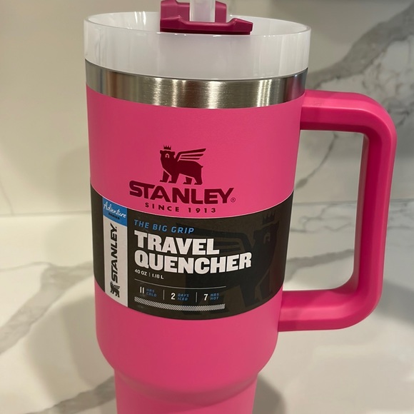 stanley travel mug with handle pink